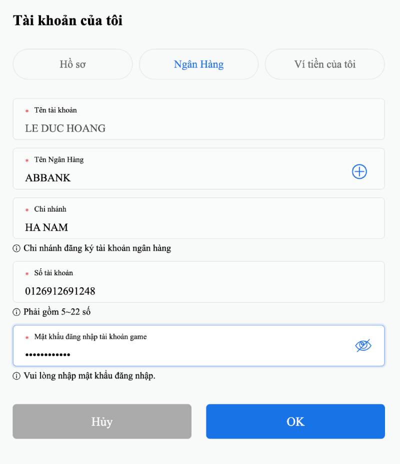 Thêm thông tin ngân hàng chính xác