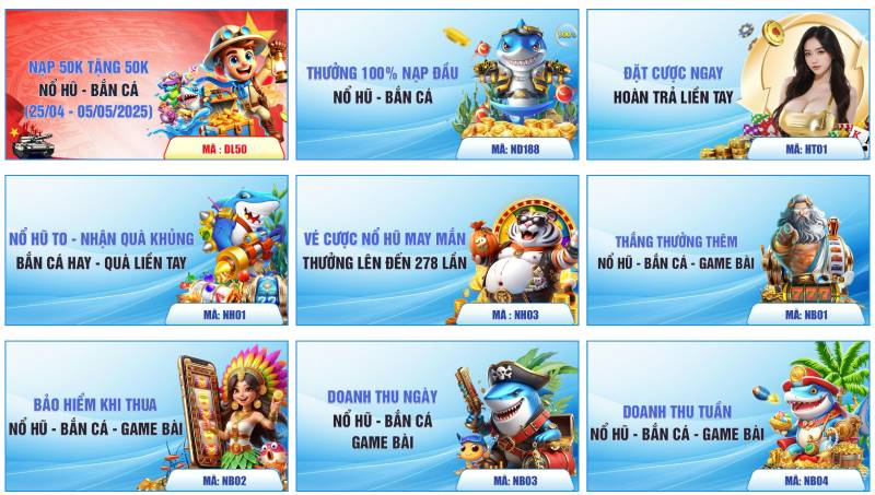 Ưu đãi cho Nổ Hũ – Bắn Cá – Game Bài